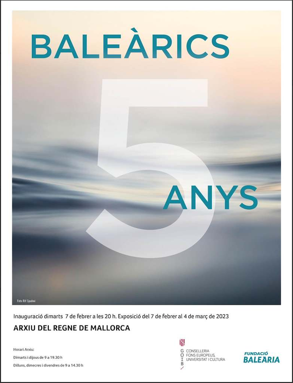 Cartell 5 anys a l'Arxiu del Regne de Mallorca