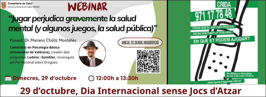 Baner dia 29 d'Octubre Dia mundial sense jocs d'atzar