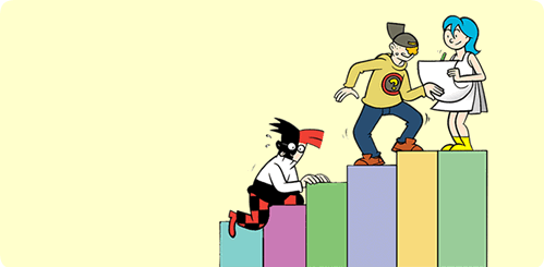 Personatges escalant un gr&agrave;fic